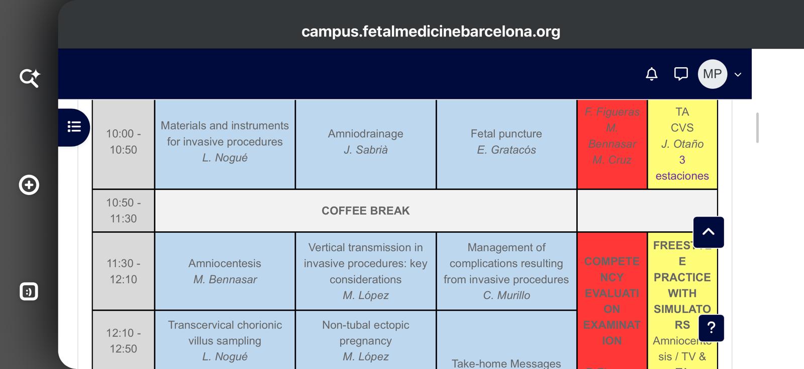 Programul cursului – amniocenteză, biopsie de vilozități coriale
