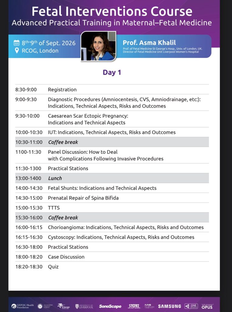 Programul Fetal Interventions Course, ziua 1