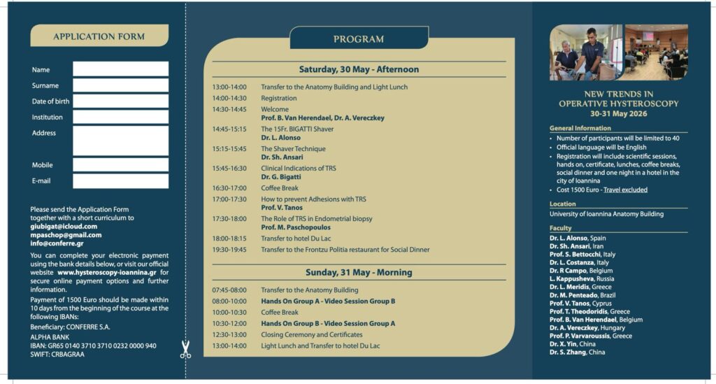 Programul cursului New Trends in Operative Hysteroscopy