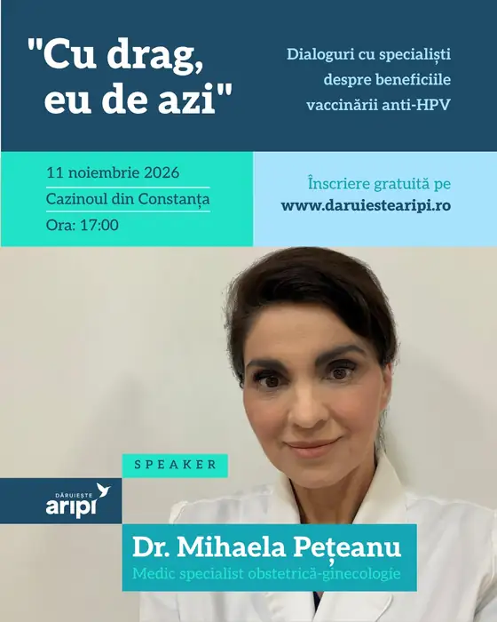 Dr. Mihaela Pețeanu, speaker la evenimentul „Cu drag, eu de azi” despre vaccinarea anti-HPV